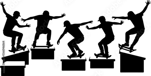 mountain skateboard, skateboarding, extreme man sport   vector bundle