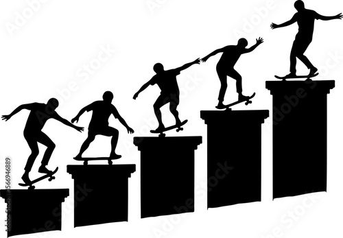 mountain skateboard, skateboarding, extreme man sport   vector bundle