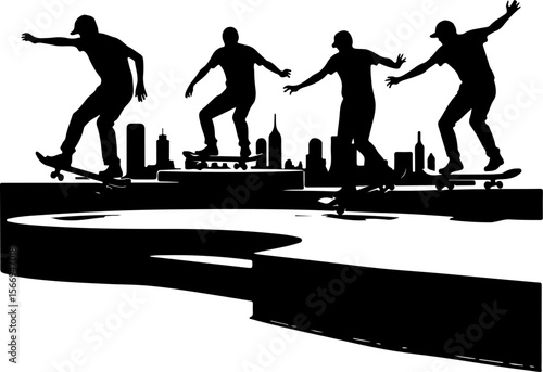 mountain skateboard, skateboarding, extreme man sport   vector bundle