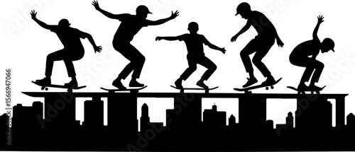 mountain skateboard, skateboarding, extreme man sport   vector bundle