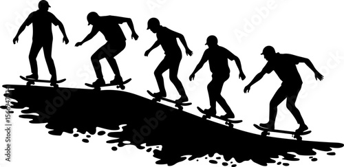 skateboard, skateboarding group, team, friends,  sport, action,  fun, celebration, mountain vector bundle