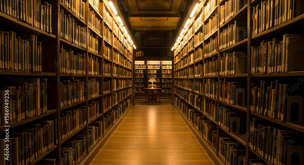 Library corridor filled with books Library corridor filled with books