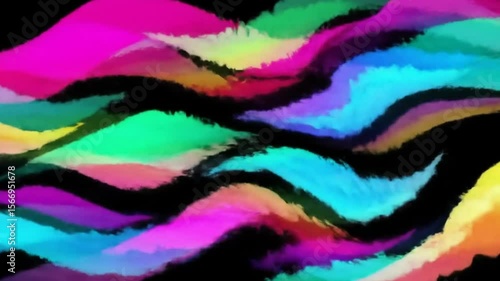 Colorful waves animation flowing smoothly across a black background