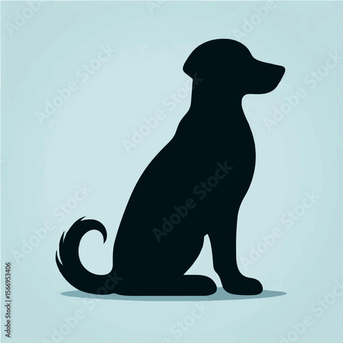 Dog Sitting with Tail Curled