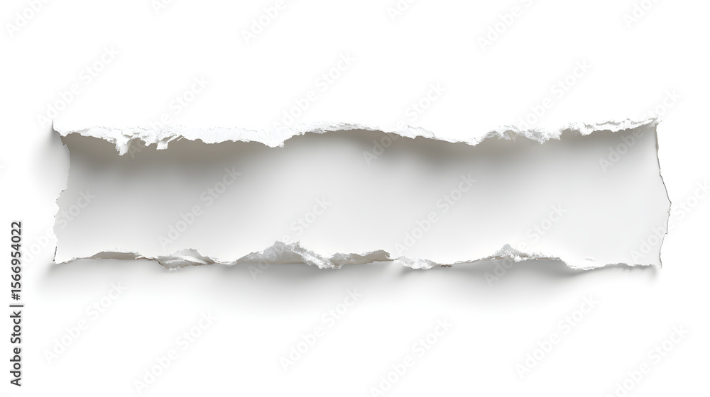 Fototapeta premium Wide Torn Paper Strip Isolated On White Background