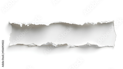 Wide Torn Paper Strip Isolated On White Background