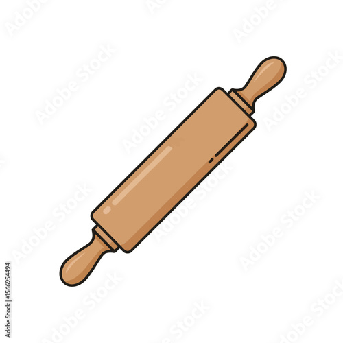 A wooden rolling pin icon for baking