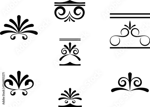 black and white set of delimiters for text, dividers	
