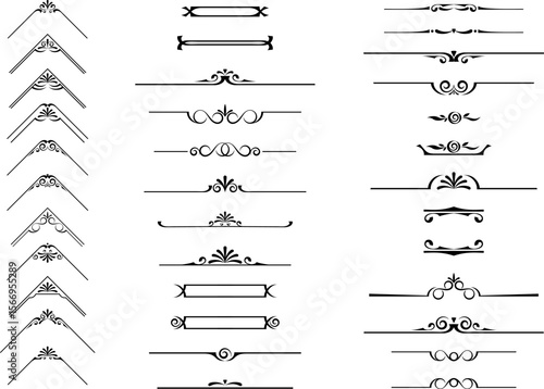 black and white set of delimiters for text, dividers	
