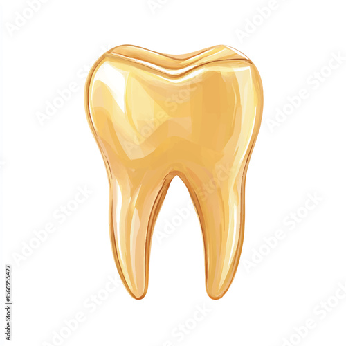 golden tooth isolated in White Background, golden tooth vector, Flat lay vector illustration