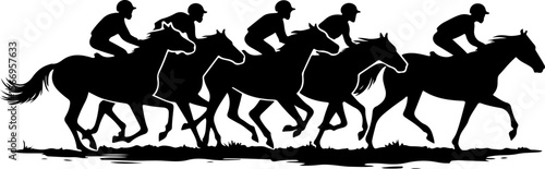 horses, riders, equestrian mountain city vector bundle