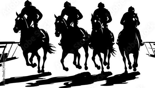 Horse Racing Jockeys Silhouette vector bundle