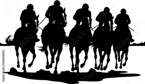 Horse Racing Jockeys Silhouette vector bundle