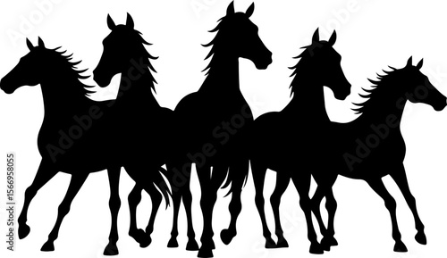 horses, riders, equestrian mountain city vector bundle