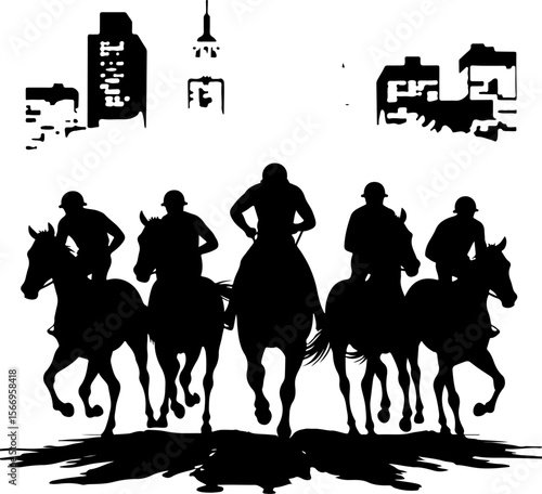 Horse Racing  Action Finish Line Silhouette vector bundle