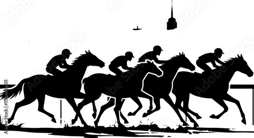 Horse Racing  Action Finish Line Silhouette vector bundle