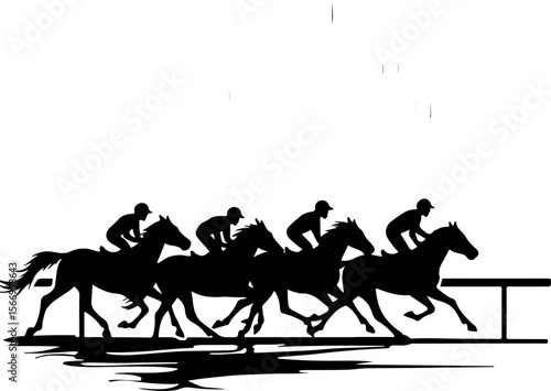 Horse Racing  Action Finish Line Silhouette vector bundle