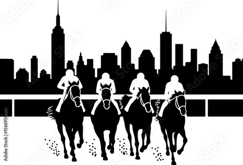Horse Racing  Action Finish Line Silhouette vector bundle