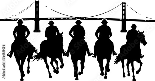 horses, riders, equestrian mountain city vector bundle