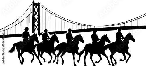 horses, riders, equestrian mountain city vector bundle