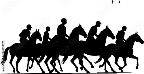 horses, riders, equestrian mountain city vector bundle