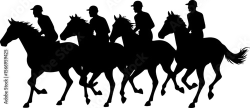 horses, riders, equestrian mountain city vector bundle