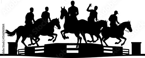 horses, riders, equestrian mountain city vector bundle
