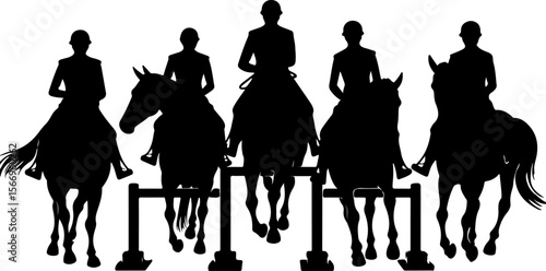 horses, riders, equestrian mountain city vector bundle