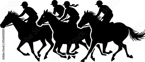 horses, riders, equestrian mountain city vector bundle