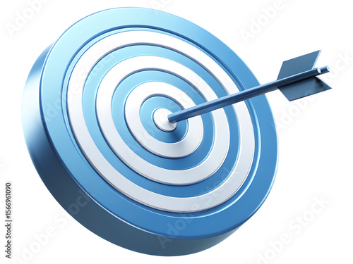  blue target with arrow isolated on white background PNG,AI GENERATED
