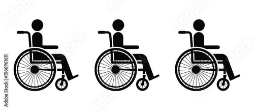Three Wheelchair Icons in Different Perspectives