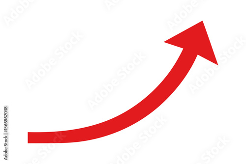 Red curved graph with arrow PNG for growth, stats, business, and data presentations.