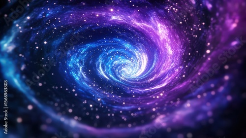Vibrant Spiral Galaxy in Space with Stars in Beautiful Purple and Blue Colors