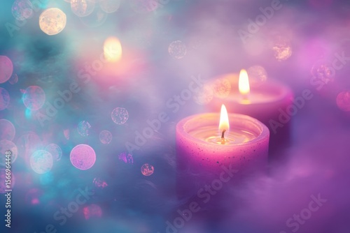 Wallpaper Mural Elegant Christmas themed bokeh background featuring glowing candles in soft pastel colors, A Christmas themed colorful bokeh background with Christmas candles and soft flowing flames Torontodigital.ca