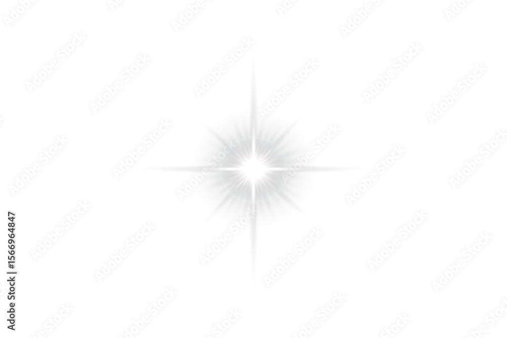 Obraz premium Bright star glow flare spark with lens light burst white shiny energy flash effect overlay on transparent background for design assets and presentation use