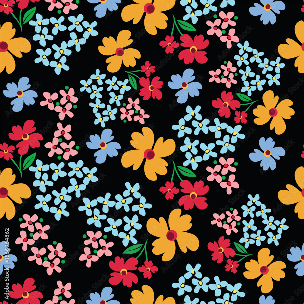 Beautiful ditsy floral pattern with cute abstract flowers Digital Dupatta Design and pattern
