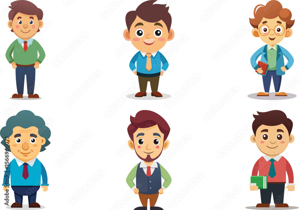 Six Cartoon Businessmen Different Styles Six Cartoon Businessmen Different Styles