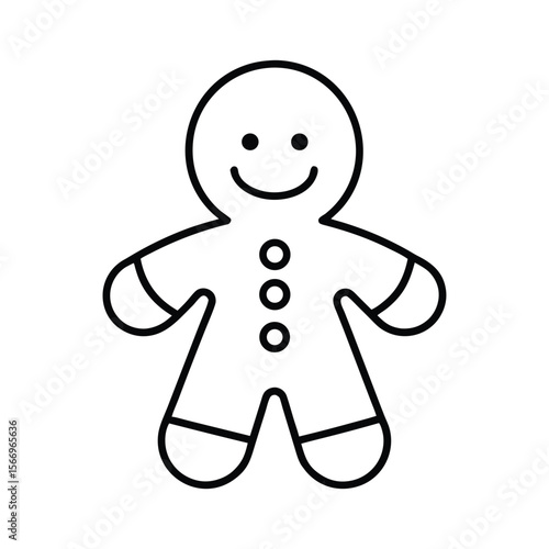 black outline line art a gingerbread man on white .eps
