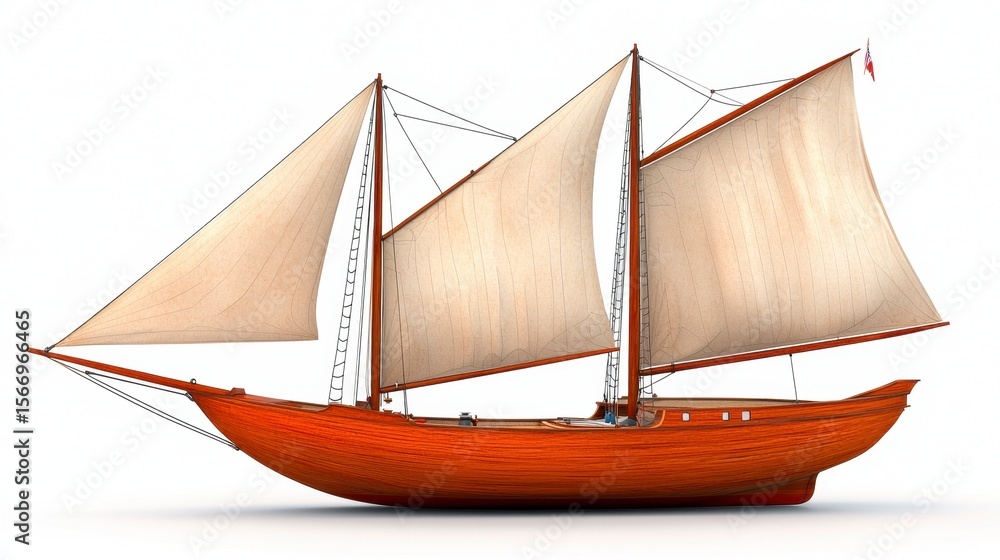 Obraz premium Classic Wooden Sailing Ship Digital Rendering