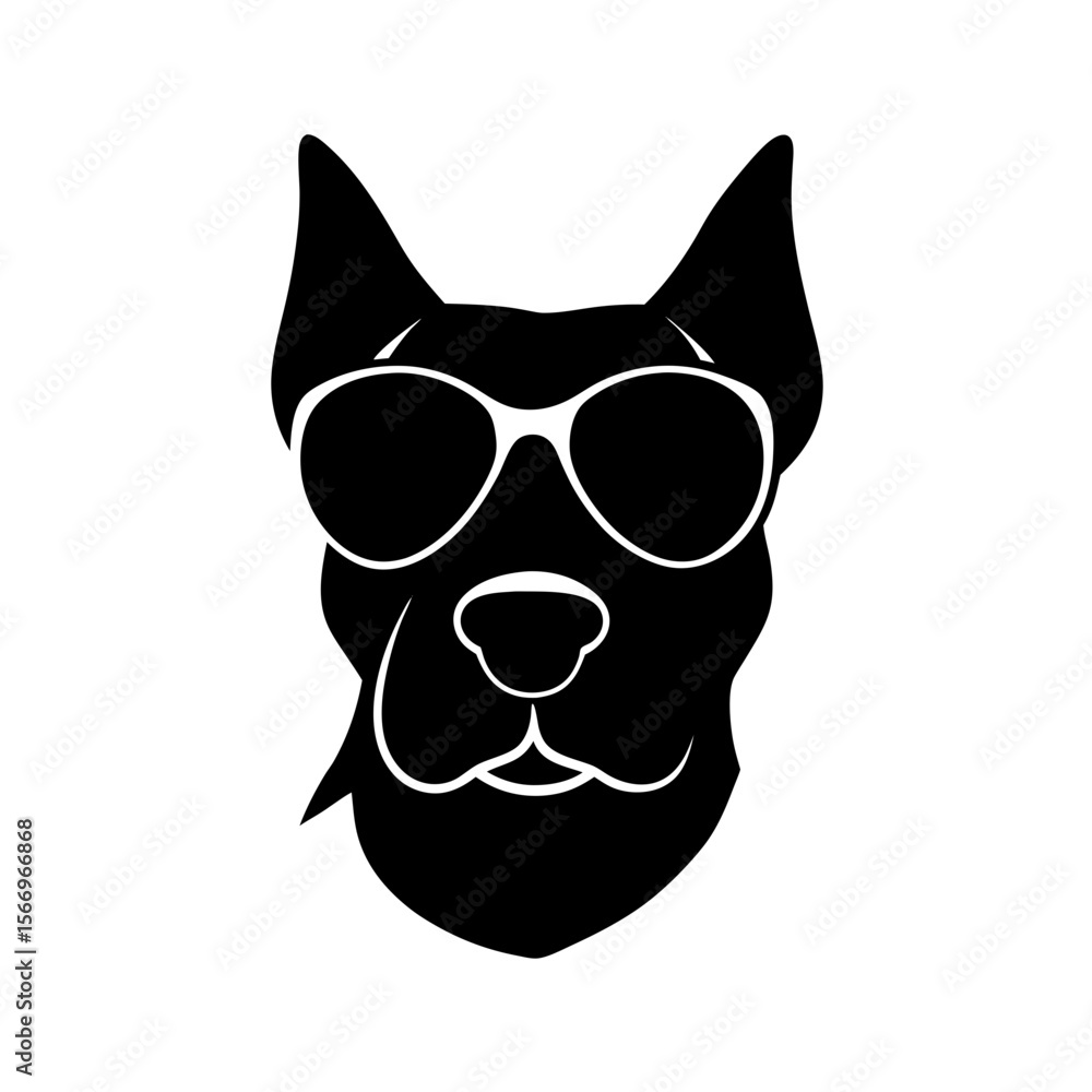 Fototapeta premium dog head with sunglasses icon silhouette on white (1).svg