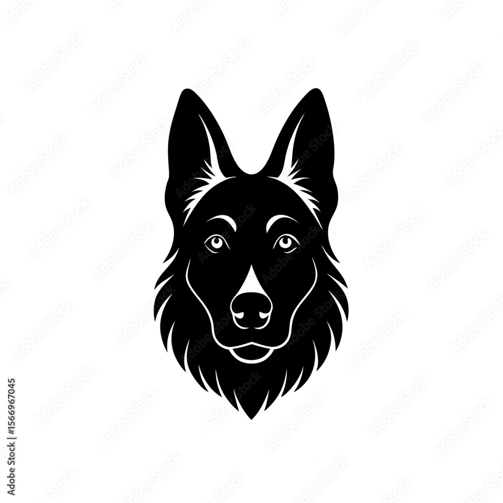 Naklejka premium german shepherd head icon silhouette on white back (3).svg