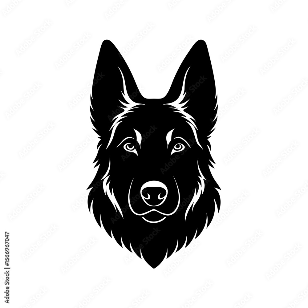 Fototapeta premium german shepherd head icon silhouette on white back.svg
