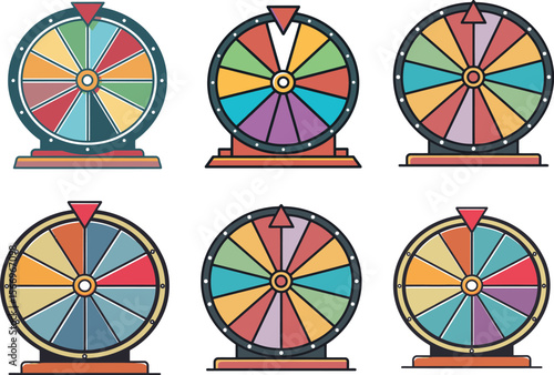 Spin to win wheel, collection, dart game. Set of lucky draw prize wheel logo icon spinner wheel editable vector illustration, PNG