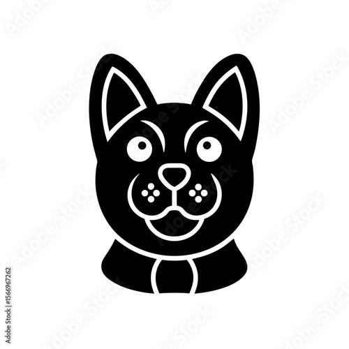 japanese style lucky dog head icon silhouette on w (1).svg