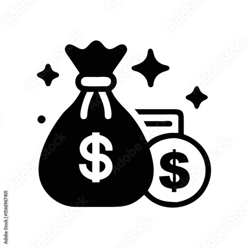 Money bags icon representing wealth, investments, savings and financial success