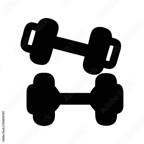 Two dumbbells stacked showing the fitness and weight training equipment