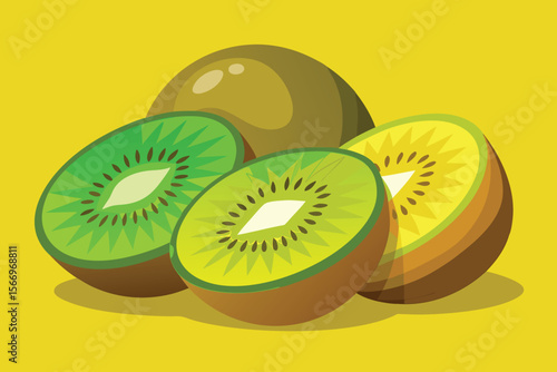 Fresh kiwi and lemon slices on a white background, highlighting their juicy, sweet, and healthy tropical goodness