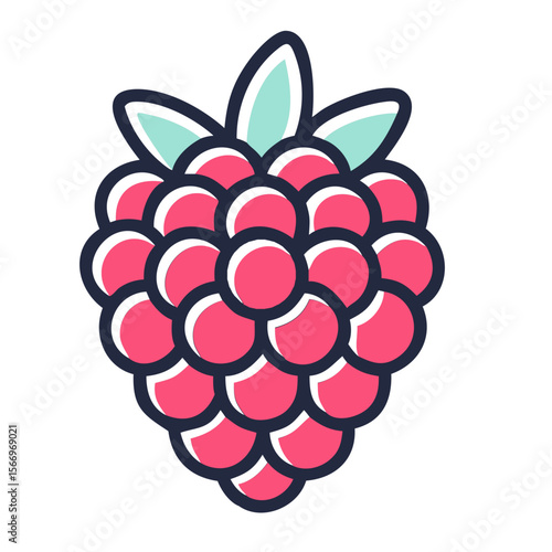 Bright raspberry fruit icon in flat style