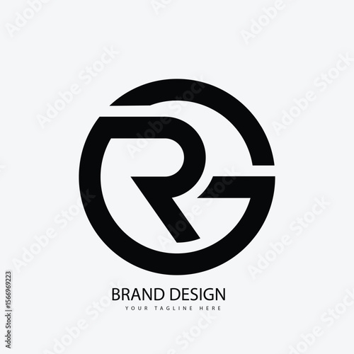 letter Gr or Rg rounded minimal initial monogram logo