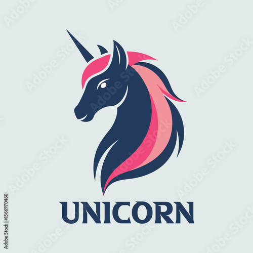 Minimal unicorn profile logo design with simple typography, elegant line art, modern branding icon, perfect for creative business identity